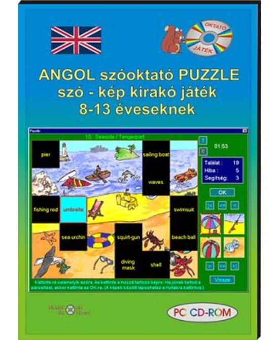Angol szóoktató puzzle szó–kép kirakó játék 8-13 éveseknek (CD-ROM) 