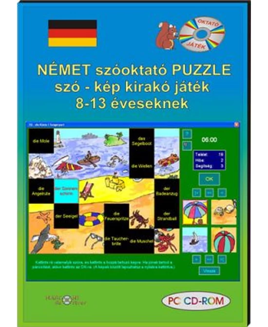 Német szóoktató puzzle szó–kép kirakó játék 8-13 éveseknek (CD-ROM)